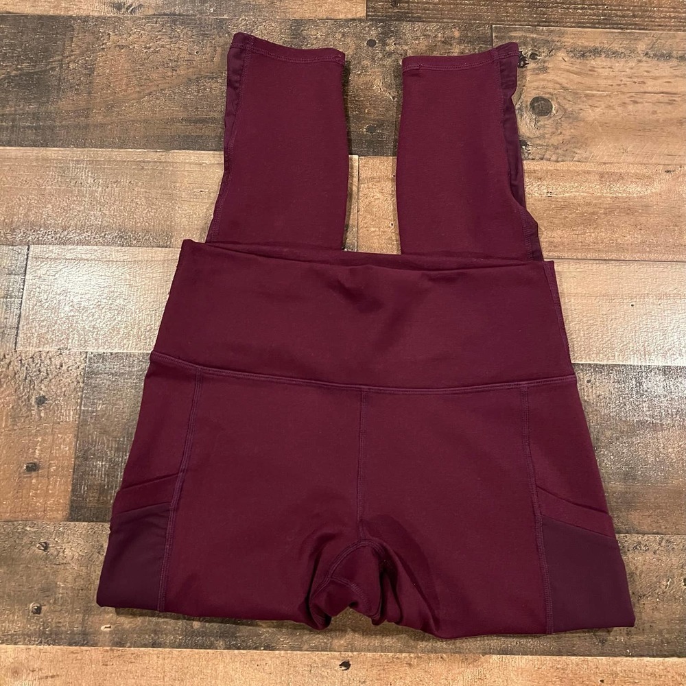 Fabletics Powerhold Burgundy Athletic Leggings - Picture 6 of 11